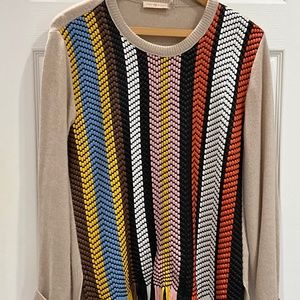 Tory Burch Lamb Leather,  Wool and Cashmere Sweater